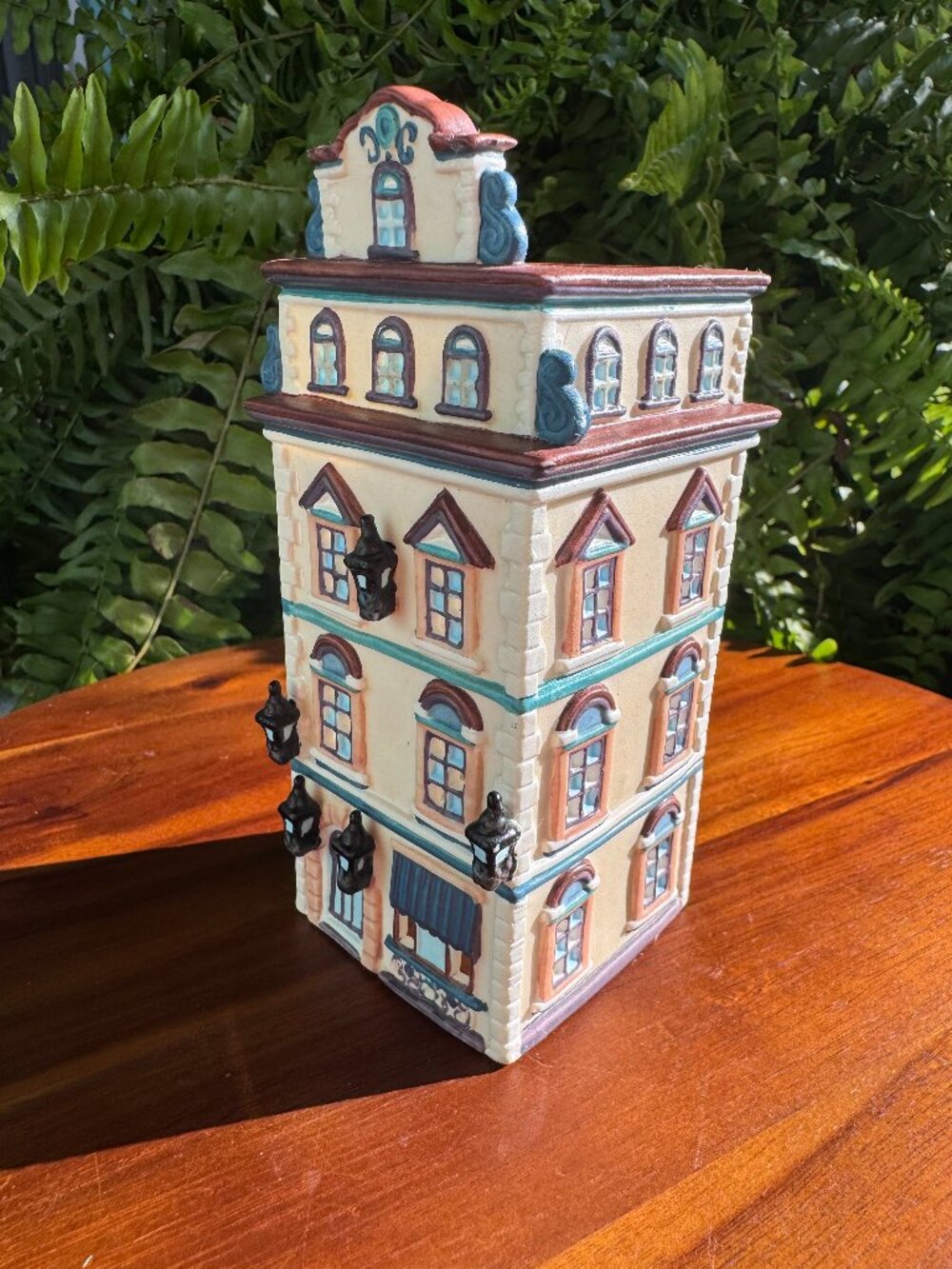 Vintage PartyLite Cafe Prague Tealight House, Hand Painted Ceramic Candle Holder